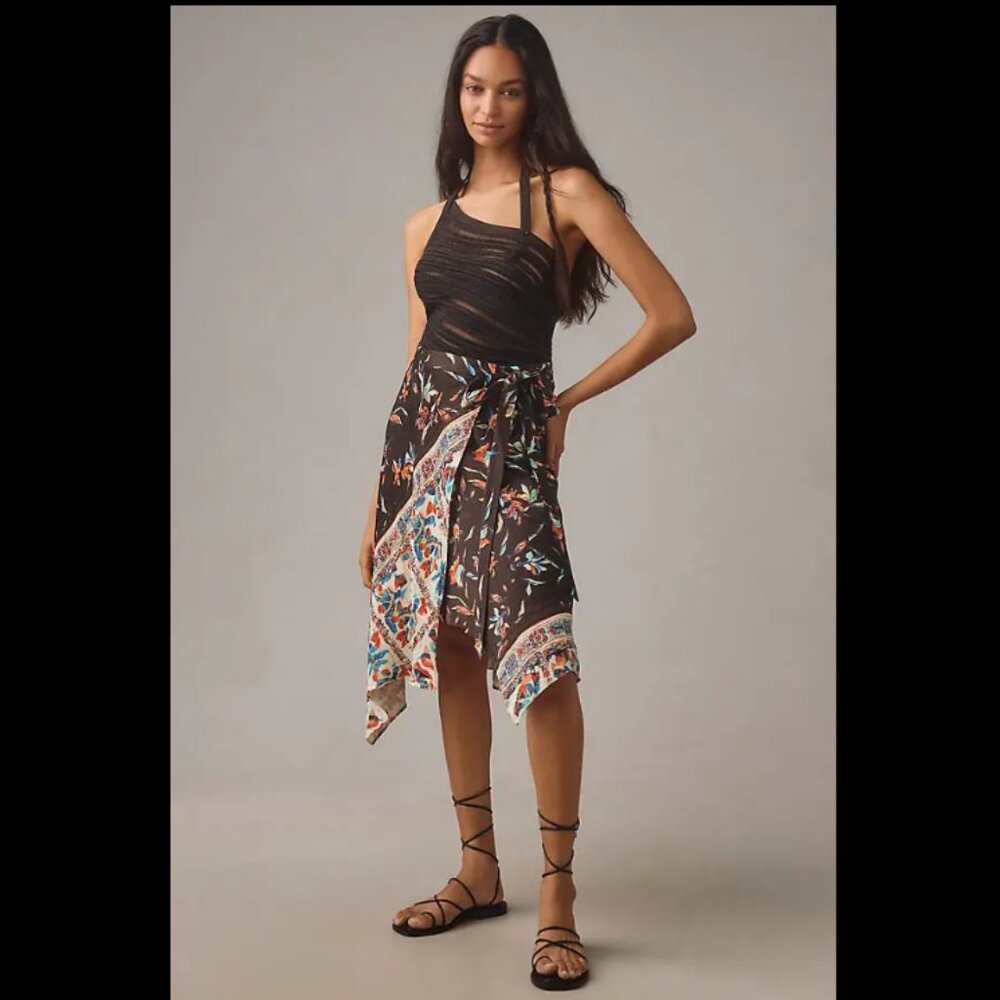 Brand New By Anthropologie Asymmetrical Wrap Midi Skirt